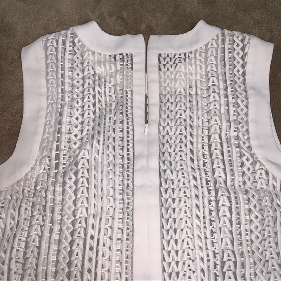 Alexander Wang White Sheer Name Logo Guipure Lace Embroidery Cropped Blouse - Picture 5 of 12